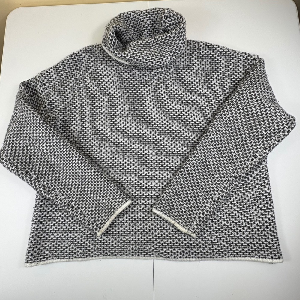Christian Siriano Chunky Knit Turtleneck‎ Sweater Women L Monochrome